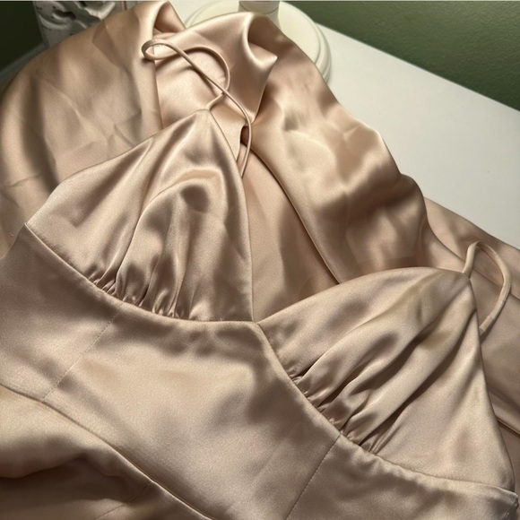 Fame and Partners Champagne Satin Gown - Picture 1 of 7